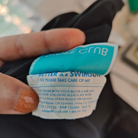 Swimsuits for All Plus Size 16 Black Strapless Tube Top Ruffle Skirt Swimdress - Picture 8 of 11